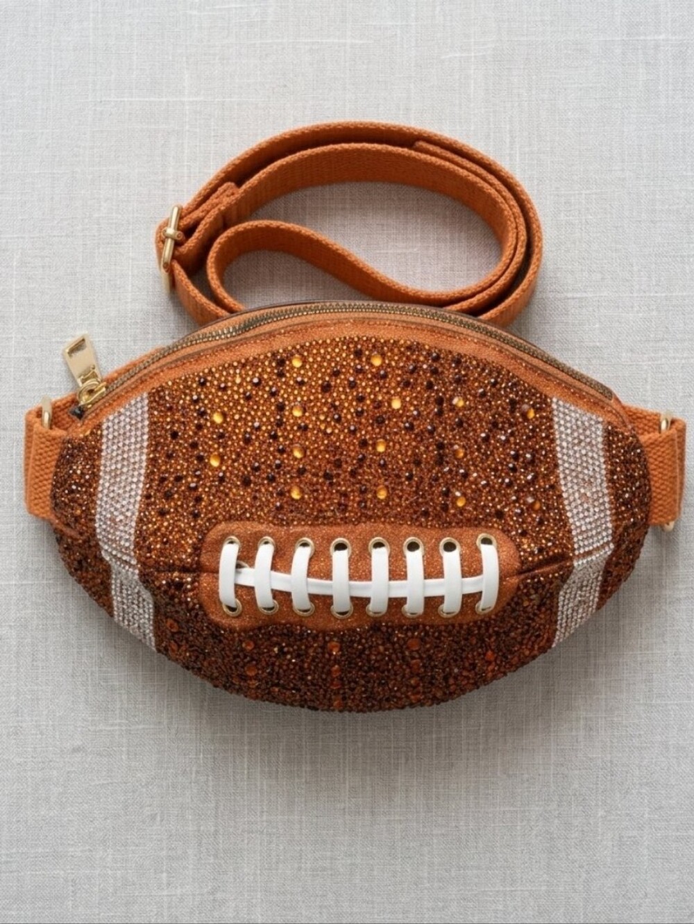 Embellished Rhinestone Football Crossbody Bag